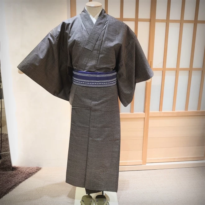 リサイクル男性用着物　袷　着物・羽織 アンサンブル セット　大島紬